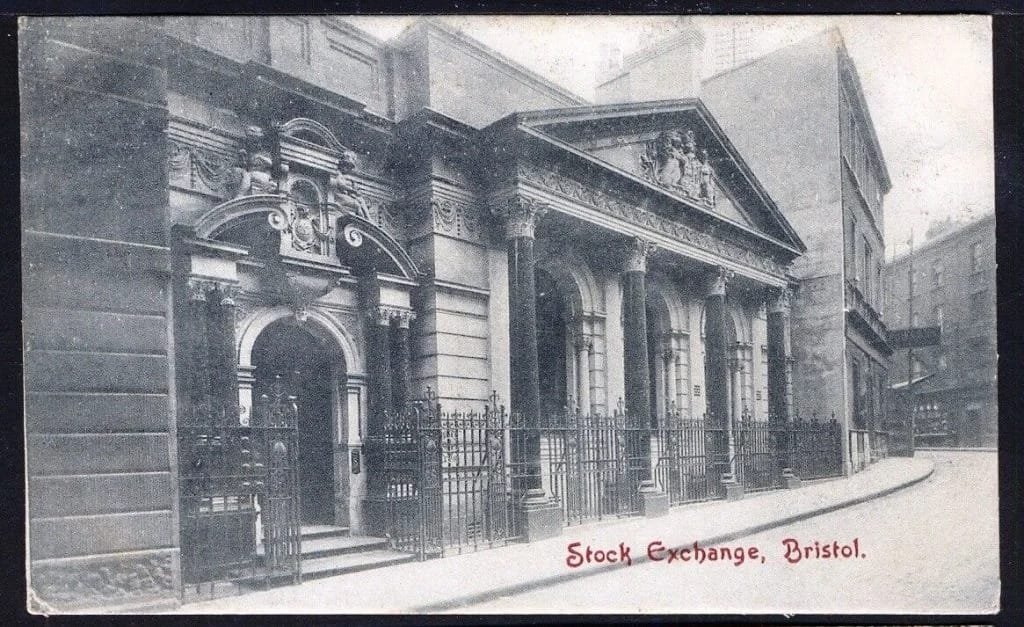 Historical mono chrome image of the former Bristol Stock Exchange